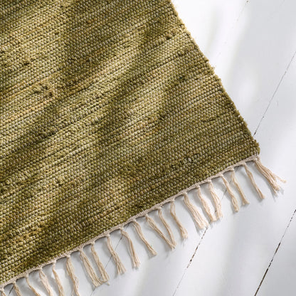 Ib Laursen Teppichläufer grün 60 x 120 cm – Baumwoll Flickenteppich