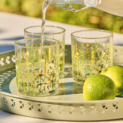 Ib Laursen Trinkglas „Summer Field“ mit Blumenmuster 200 ml