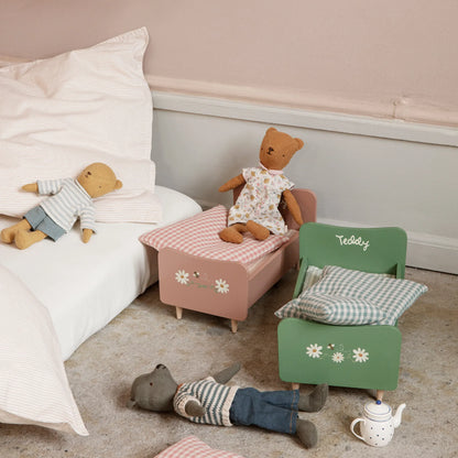 Maileg Bett aus Holz rosa handbemalt