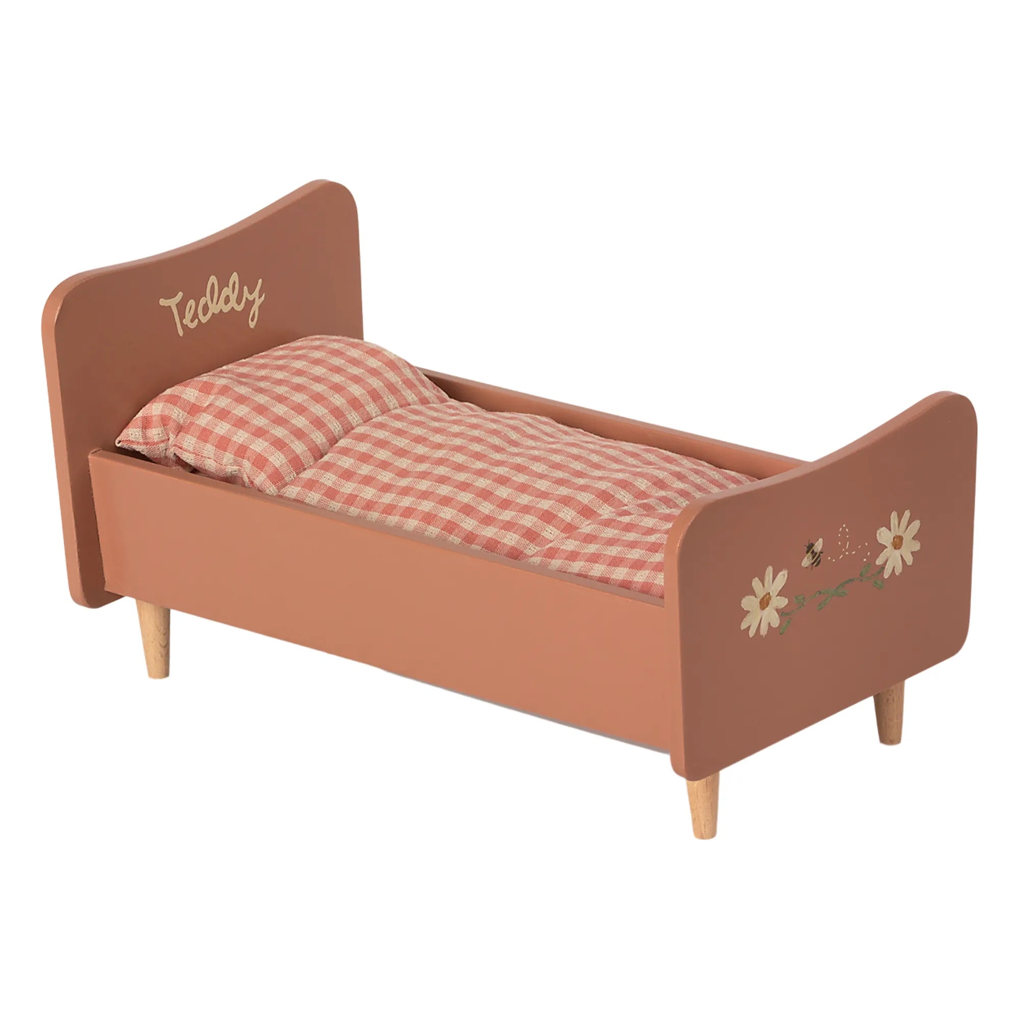 Maileg Bett aus Holz rosa handbemalt