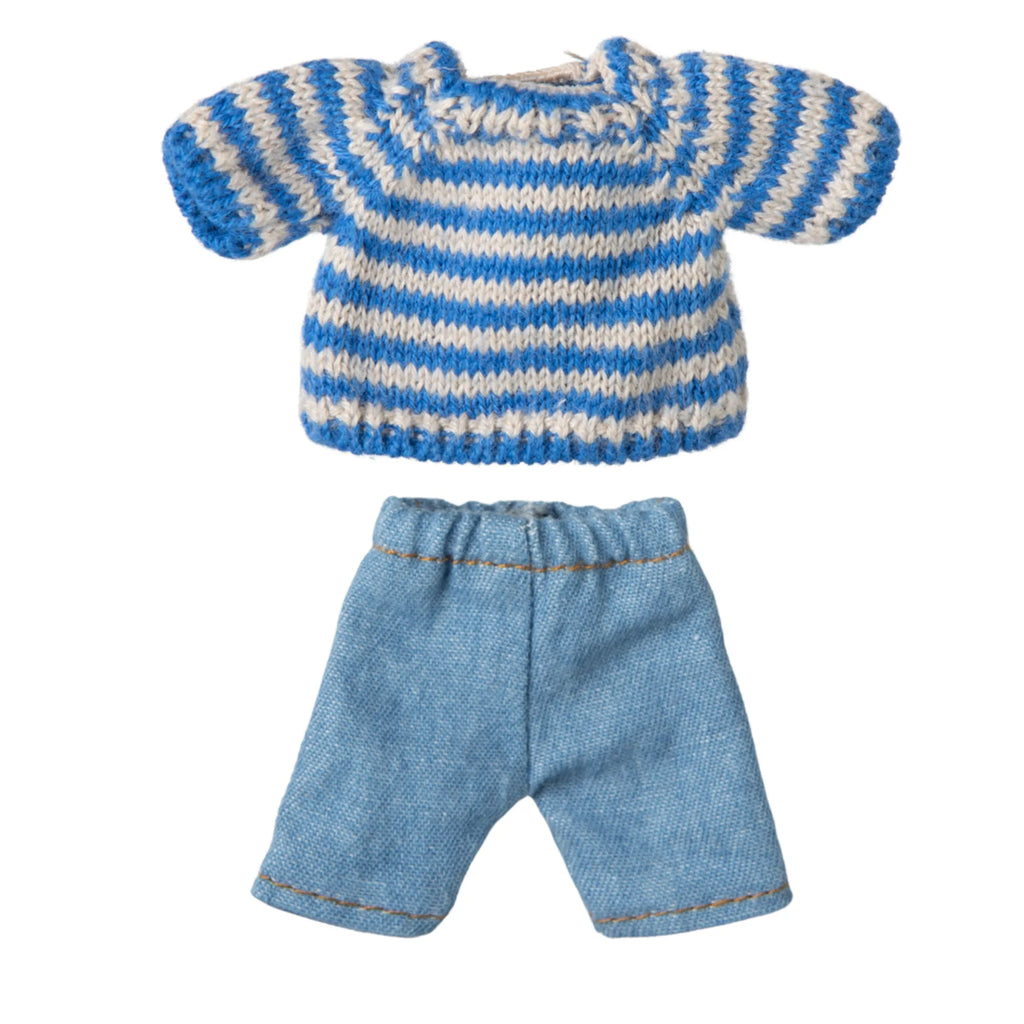 Maileg großer Bruder Maus Bekleidung Set Strickpullover & Jeans