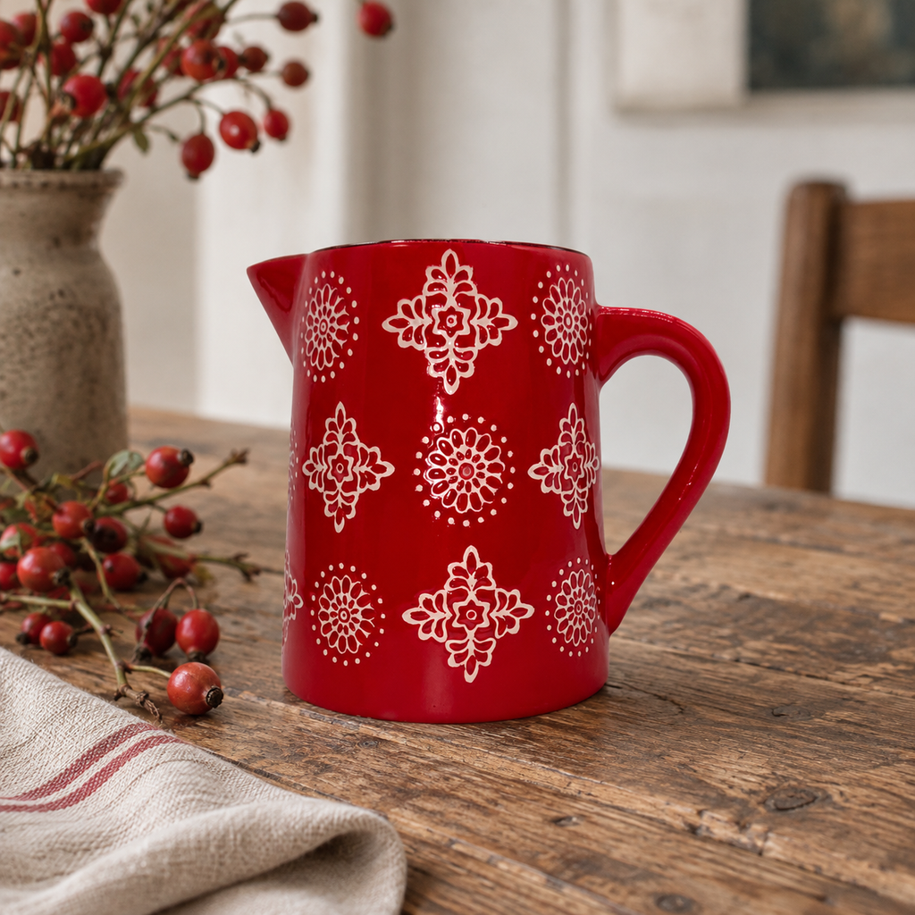 Miljögården „Merry“ Krug rot weiß 14 cm