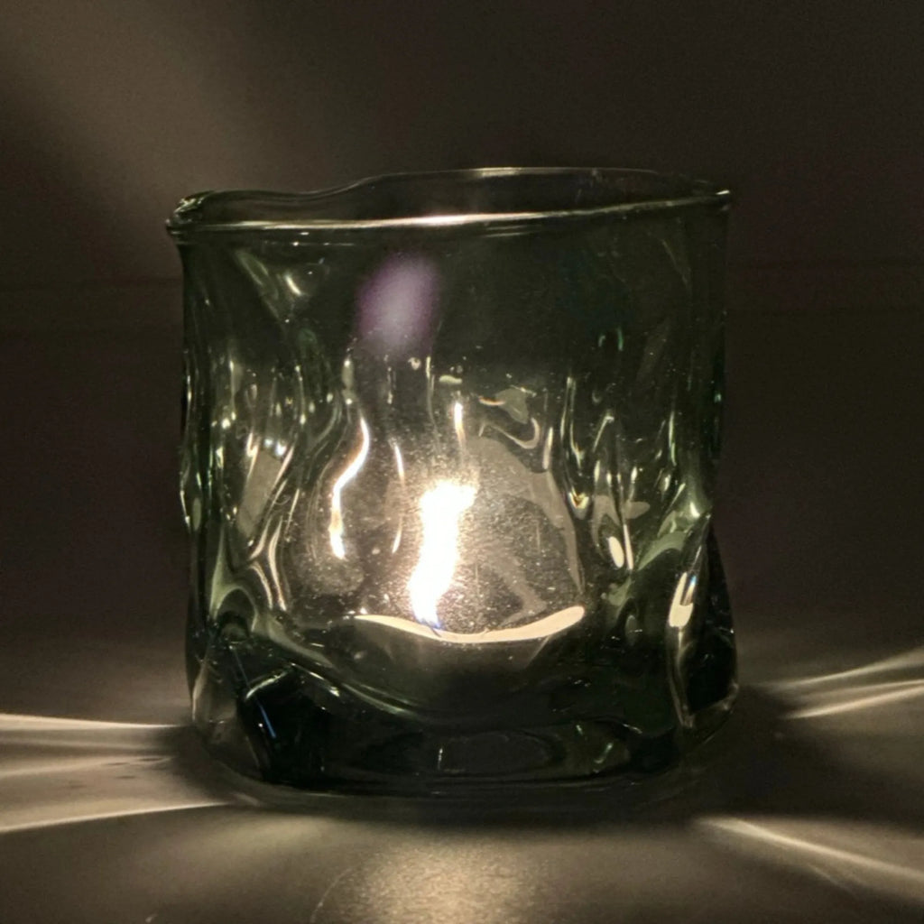 Miljögården Teelichthalter "Crinkle" grün Glas 7,5 cm