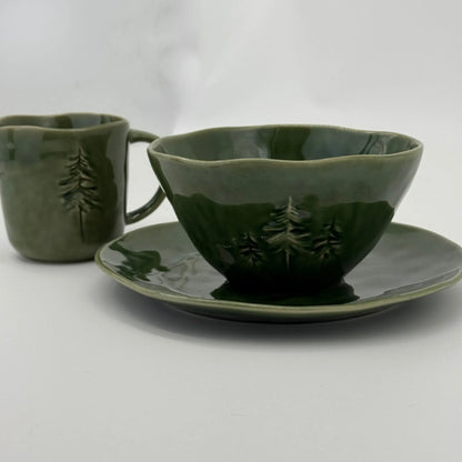 Miljögården Schale „Sylva“ grün mit Tannenmotiv Ø 15,5 cm
