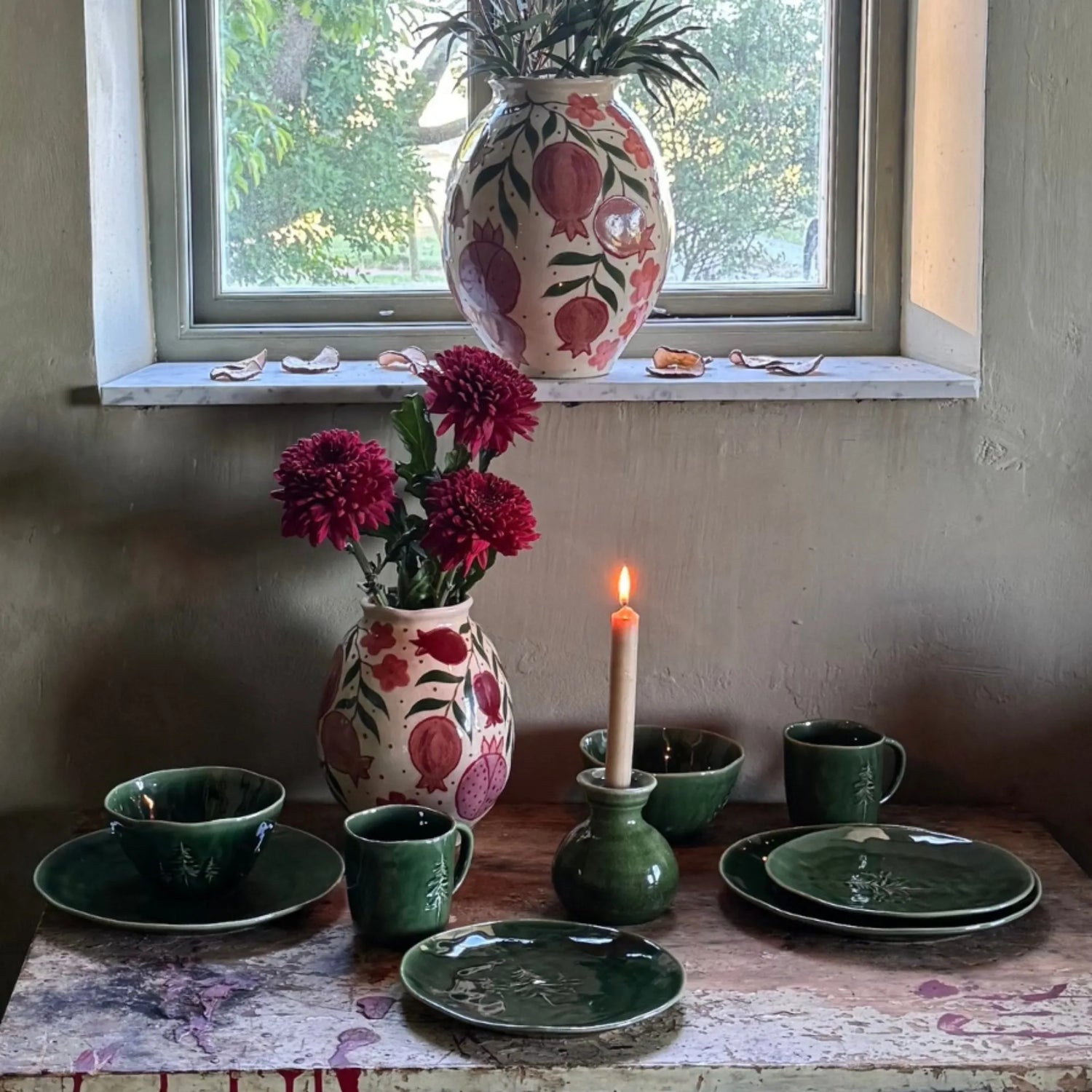 Miljögården Schale „Sylva“ grün mit Tannenmotiv Ø 15,5 cm