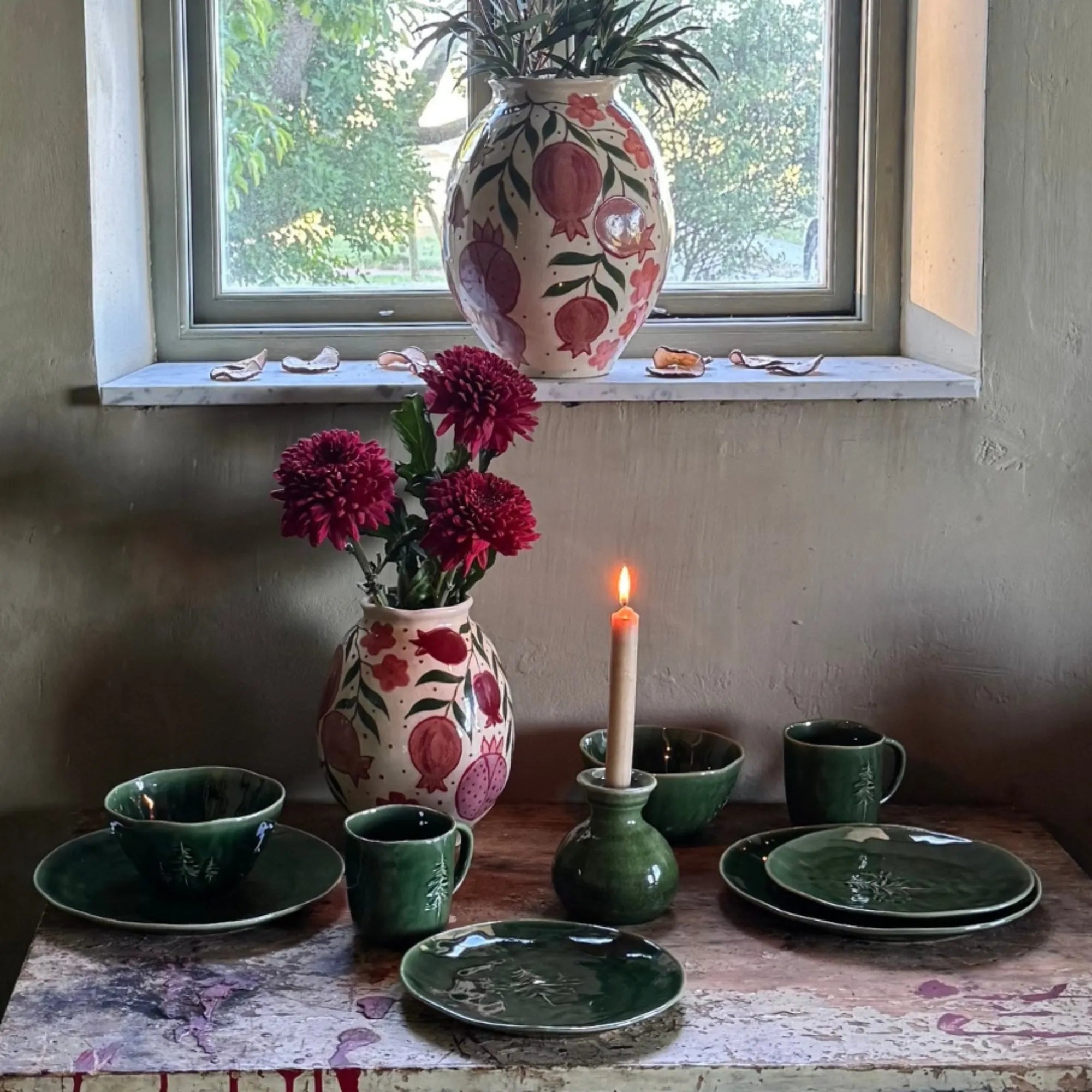 Miljögården Schale „Sylva“ grün mit Tannenmotiv Ø 15,5 cm