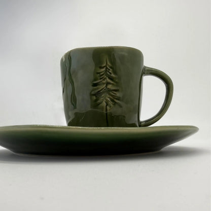 Miljögården Tasse „Sylva“ grün mit Tannenmotiv 9,5 cm