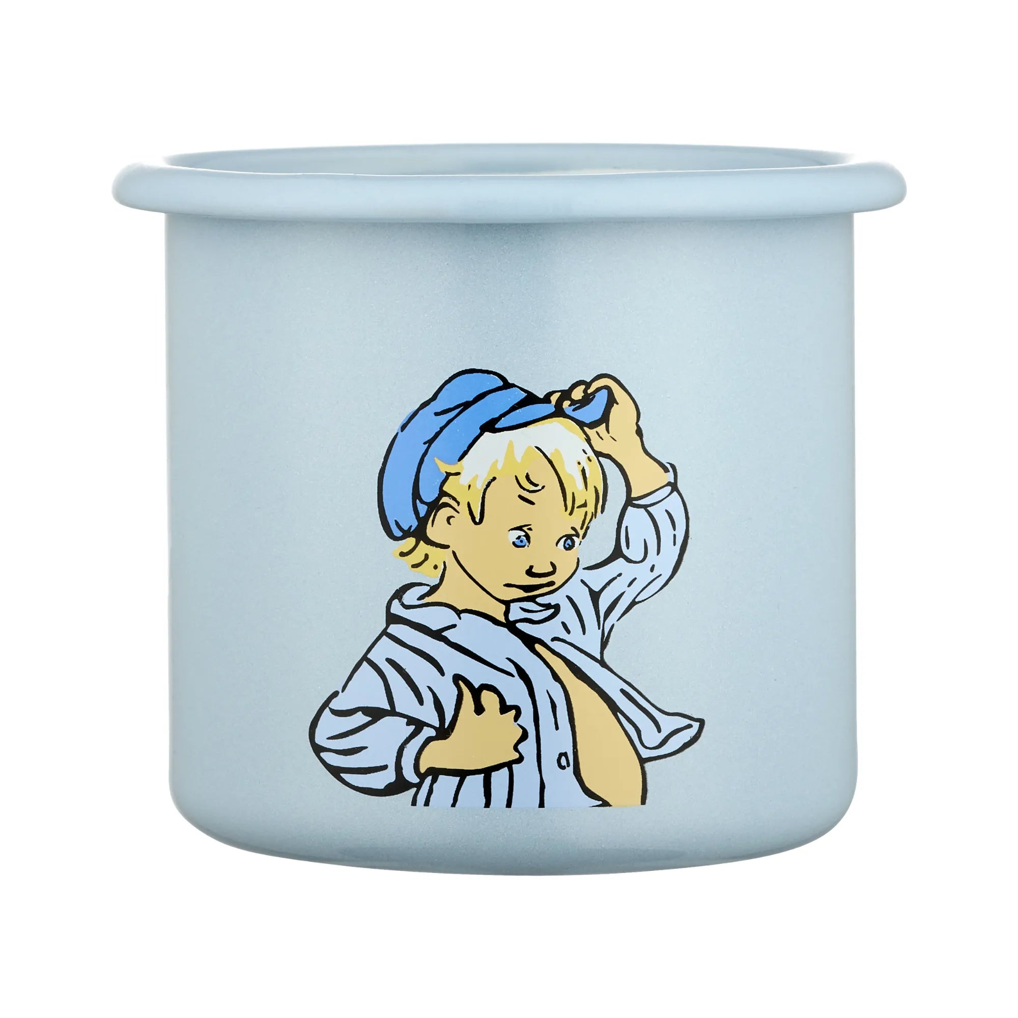 Muurla Emaille Tasse „Michel aus Lönneberga“ hellblau 250 ml