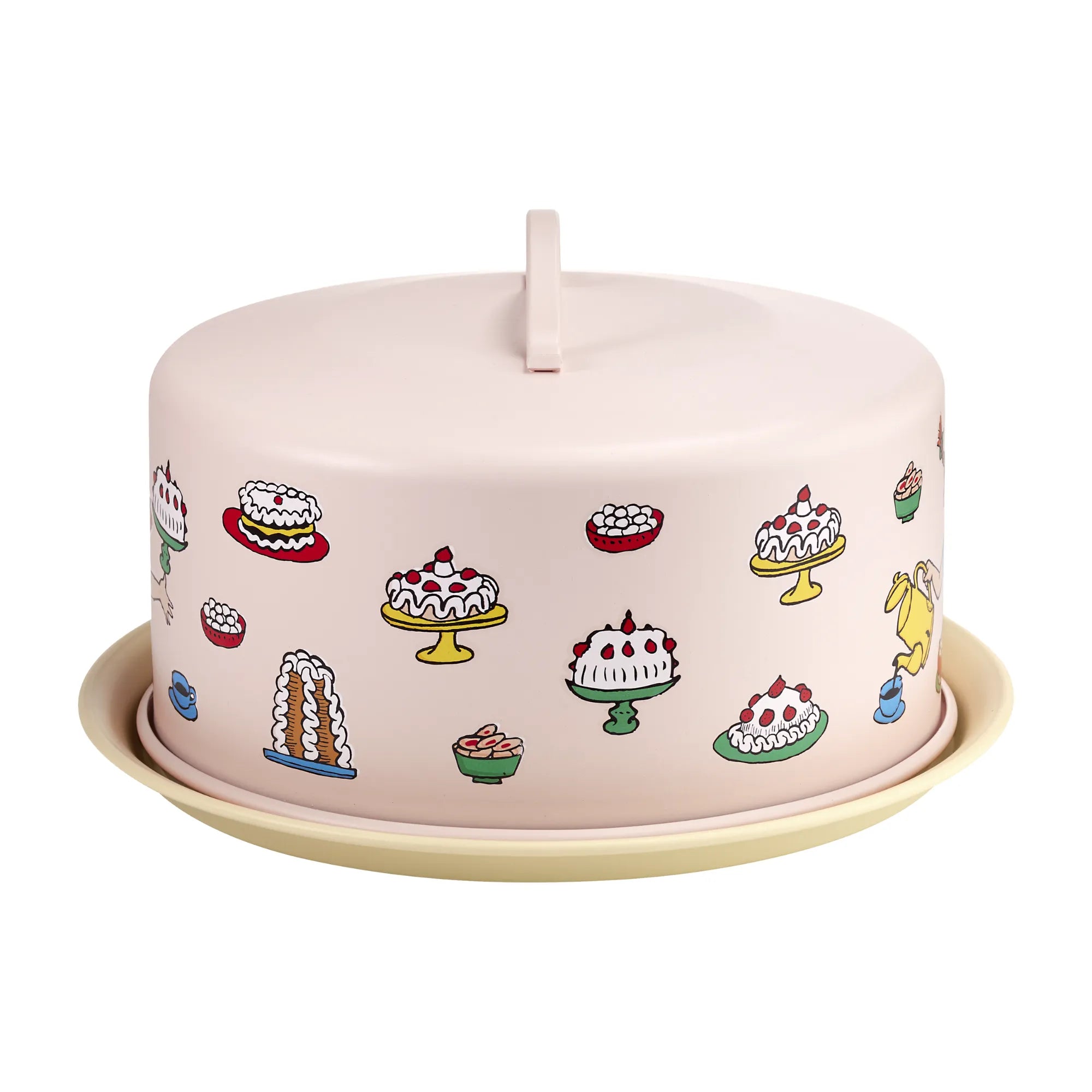 Muurla Pippi Langstrumpf Tortenplatte „Geburtstag“ mit Haube rosa Ø 28,5 cm