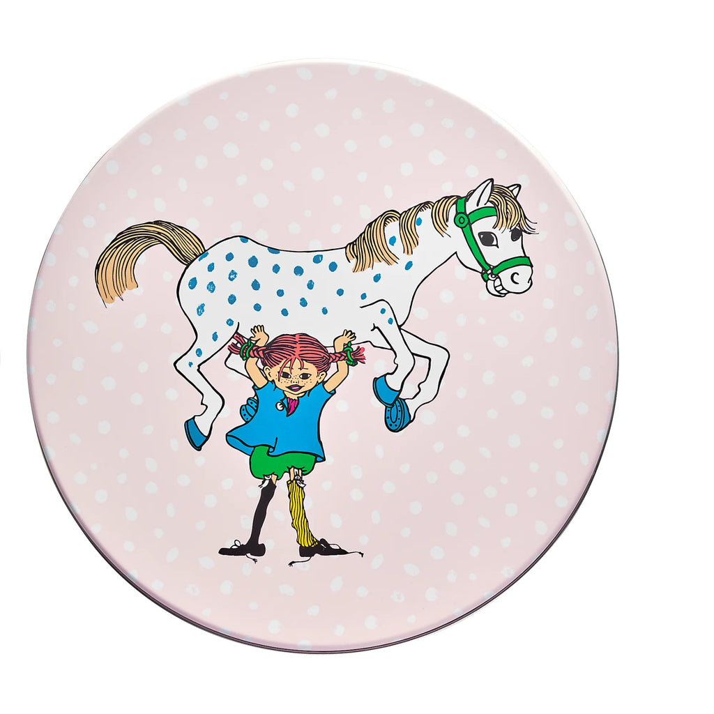 Muurla Aufbewahrungs-Dose "Pippi Langstrumpf und ihr Pferd" rosa 22 cm