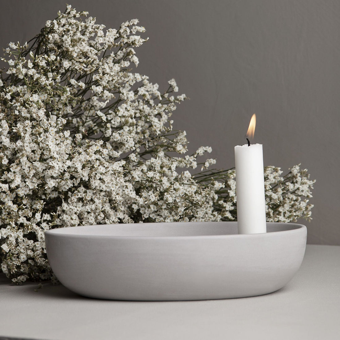 Storefactory „Lidatorp“ Kerzenhalter oval grau 21 cm
